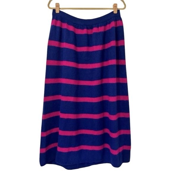 Vintage Christian Dior Lambswool Angora Striped Skirt Women’s Blue Pink - Picture 1 of 5